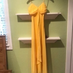 Bright beautiful yellow chiffon gown.